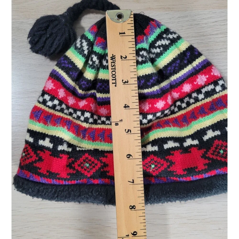 Vintage Wool Beanie Brystie Turtles Top Hat Winter Ski Cap Braided Pom USA